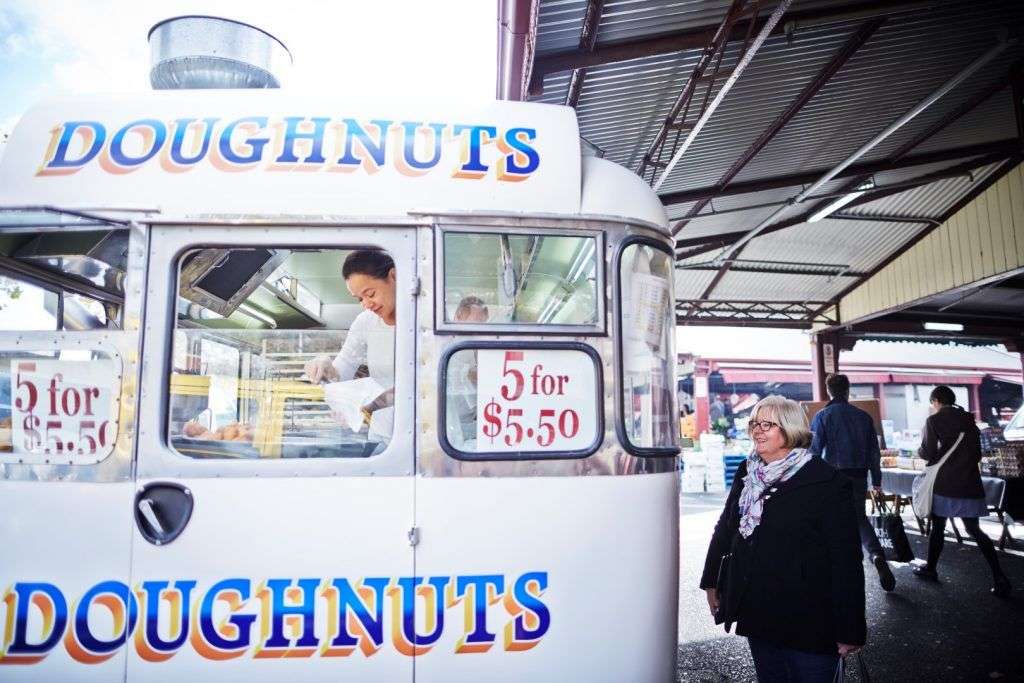 A doughnut van at a market